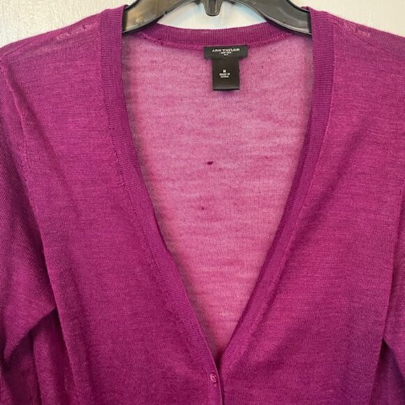 Ann Taylor Purple Long Sleeve Cardigan - Picture 4 of 10